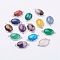 Brass Natural/Synthetic Gemstone Links connectors, Oval, Platinum, 15~15.5x25.5~26x6.5~7mm, Hole: 1.5~2mm