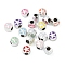 CCB Plastic European Beads, Large Hole Beads, with Enamel, Platinum, Flat Round with Star, Mixed Color, 9.5x9.5x7.5mm, Hole: 4.5~4.5mm