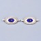 Handmade Seed Beads Links Connectors, with Elastic Thread, Loom Pattern, Eye, Blue, 22.5~23x51~55x1.5~2mm, Hole: 2.5~4mm