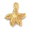 Ion Plating(IP) 304 Stainless Steel Pendants, Starfish Charm, Real 18K Gold Plated, 22x17.5x4.5mm, Hole: 1.6mm