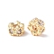 Brass Micro Pave Cubic Zirconia Spacer Beads, Cadmium Free & Nickel Free & Lead Free, Flower, Real 18K Gold Plated, 4x2.5mm, Hole: 1mm