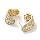 Серьга-гвоздик из латуни с микропаве из кубического циркония EJEW-C081-20G-2