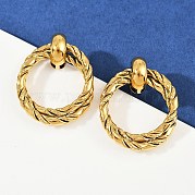 Серьги-гвоздики с витым кольцом из нержавеющей стали 304 EJEW-K268-26G