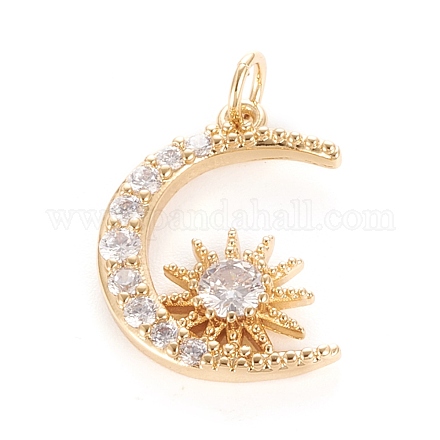 Латунные микропаве прозрачные подвески с фианитом KK-O126-23G-1