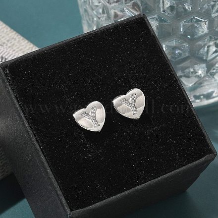 Серьги-гвоздики из латуни с микропаве из прозрачного кубического циркония EJEW-K299-01P-Y-1