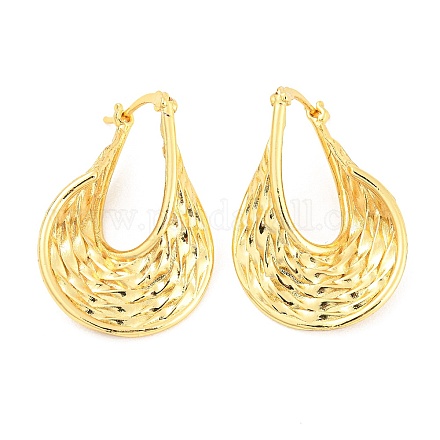 Серьги-кольца из латуни с покрытием в форме капли EJEW-K245-40G-1