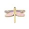 304 Stainless Steel Enamel Charms, Dragonfly Charm, Real 14K Gold Plated, Medium Orchid, 12x15x1mm, Hole: 0.7mm