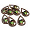 Autumn Theme Single Face Printed Aspen Wood Big Pendants, Teardrop Charm, Shoes Pattern, 54.5x34x2.5mm, Hole: 1.6mm