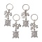 Alloy Keychain, with Iron Split Key Rings, Tortoise, Antique Silver, 8.8cm, 4pcs/set