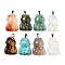 Natural & Synthetic Mixed Gemstone Pendants, Goldfish Charms with Platinum Plated Iron Snap on Bails, 35~37x24~25x8mm, Hole: 6x3mm