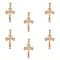 6Pcs Brass Micro Pave Clear Cubic Zirconia Pendants, Long-Lasting Plated, Crucifix Cross, Real 18K Gold Plated, 30x18x4.5mm, Hole: 3.5x5.5mm
