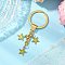 Alloy Enamel Star Keychain, with Iron Split Key Rings, Golden, Gold, 75.5mm