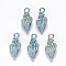 Alloy Enamel Pendants, Spiral Shell Shape, Light Gold, Light Sky Blue, 19.5x7.5x6.5mm, Hole: 2.5mm