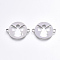 Tarnish Resistant 201 Stainless Steel Links connectors, Laser Cut Links, Flat Round with Angel, Stainless Steel Color, 15.5x20x1mm, Hole: 1.5mm