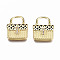 Brass Micro Pave Cubic Zirconia Enamel Pendants, Nickel Free, Real 16K Gold Plated, Bag, Black, 20x15.5x4mm, Hole: 6.5x8mm