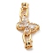 Brass Micro Pave Clear Cubic Zirconia Fold Over Clasps, Nickel Free, Butterfly, Clear, 36x15.5x7mm, Hole: 4mm