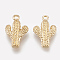 Brass Pendants, Cadmium Free & Nickel Free & Lead Free, Real 18K Gold Plated, Cactus, 15x10x3mm, Hole: 1.2mm