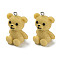 Opaque Resin Pendants, Bear Charms, with Platinum Tone Iron Loops, Light Khaki, 30x20.5x19mm, Hole: 2mm