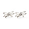 Brass Micro Pave Clear Cubic Zirconia with Synthetic Cat Eye Twister Clasps, Cadmium Free & Lead Free, Butterfly, Platinum, 17.5x36.5x16.5mm, Hole: 6.5x14mm