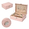 Rectangle PU Leather Jewerly Organizer Case with Clasps, for Earrings Necklaces Rings Storage, Pink, 17x23x8.5cm