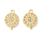 Brass Micro Pave Cubic Zirconia Connector Charms, Cadmium Free & Nickel Free & Lead Free, Flat Round with Sun, Real 18K Gold Plated, 13x9x3mm, Hole: 1mm and 1.2mm