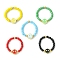 5Pcs 5 Colors Glass Seed Beads Beaded Stretch Finger Ring Sets, Smiling Face Beads Rings for Women, Mixed Color, Inner Diameter: 18~18.5mm, 1pc/color