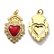 Rack Plating Brass Grade AAA Cubic Zirconia Pendants, with Enamel, Lead Free & Cadmium Free, Long-Lasting Plated, Real 18K Gold Plated, 28x18x3mm, Hole: 3.6mm