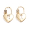 Brass Micro Pave Cubic Zirconia Screw Carabiner Lock Charms, for Necklaces Making, Quick Links, Heart Lock, Real 18K Gold Plated, Colorful, 28x16.5x2mm, Screw: 5.5x5mm