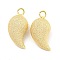 Brass Textured Pendants, Cadmium Free & Nickel Free & Lead Free, Magatama, Real 18K Gold Plated, 23.5x12x9.5mm, Hole: 3mm