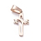 Ion Plating(IP) 304 Stainless Steel Pendants, Laser Cut, Crucifix Cross, for Easter, Rose Gold, 21x12x1.5mm, Hole: 3.5x7mm