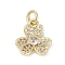 Rack Plating Brass Micro Pave Cubic Zirconia Pendants, Lead Free & Cadmium Free, Long-Lasting Plated, Real 18K Gold Plated Charms, with Jump Ring, Leaf, 12.5x9x2.5mm