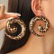 Spiral Alloy Stud Earrings, Left and Right, Light Gold, 60x58mm