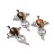 Natural Tiger Eye Teardrop Pendants, Key Charms, with Rack Plating Platinum Tone Brass Findings, 46x32x9~10.5mm, Hole: 7x5mm