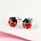 Brass Stud Earrings, with Enamel, Ladybird, Platinum, 12x12mm