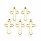 Ion Plating(IP) 201 Stainless Steel Pendants, Cross, Nickel Free, Real 18K Gold Plated, 29.5x17x1.5mm, Hole: 1.8mm