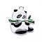 Alloy Enamel Pendants, Panda with Bamboo, Platinum, White, 29.5x25x1.5mm, Hole: 2.6mm