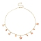 Natural Agate Round & Alloy Enamel Star Charms Bib Necklace with 304 Stainless Steel Chains, Coral, 15.94 inch(40.5cm)