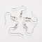 Brass Earring Hooks, Ear Wire, with Horizontal Loop, Nickel Free, Silver Color Plated, 19mm, Hole: 1.5mm, Pin: 0.7mm