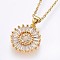 304 Stainless Steel Initial Pendant Necklaces, with Cubic Zirconia, Flat Round with Letter, Golden, Letter.O, 17.71 inch(45cm), Pendant: 22x16x3mm