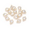 Brass Links Connectors, Cadmium Free & Nickel Free & Lead Free, with Cubic Zirconia, Heart, Real 18K Gold Plated, Clear, 10.5x7.5x3.5mm, Hole: 0.8mm
