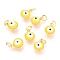 Brass Enamel Charms, Real 18K Gold Plated, Long-Lasting Plated, with Jump Ring, Evil Eye, Gold, 9.5x6.5x4.5mm, Hole: 2.5mm
