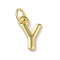 Rack Plating Brass Charms, Cadmium Free & Lead Free, Long-Lasting Plated, Real 18K Gold Plated, Letter Y, 12x8x1.5mm, Hole: 3.2mm