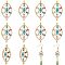 10Pcs Brass Colorful Cubic Zirconia Connector Charms, with Enamel, Horse Eye with Evil Eye, Golden, 13.5x26.5x3.5mm, Hole: 1.2mm