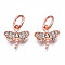 Rack Plating Alloy Charms, with Crystal Rhinestone, Cadmium Free & Nickel Free & Lead Free, Autumn Pendants, Dragonfly, Rose Gold, 14x14x2.5mm, Jump Ring: 8x1mm, 5mm inner diameter