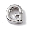 Brass Pendants, Cadmium Free & Nickel Free & Lead Free, Letter Charms, Platinum, Letter G, 8x7x3mm, Hole: 1.5mm
