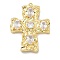 Rack Plating Brass Micro Pave Cubic Zirconia Pendants, Long-Lasting Plated, Lead Free & Cadmium Free, Cross Charms, Real 18K Gold Plated, 42x32x7mm, Hole: 1.6mm