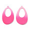 Spray Painted Iron Big Pendants, Teardrop, Hot Pink, 50x29x6.5mm, Hole: 1.6mm