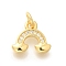 Brass Micro Pave Clear Cubic Zirconia Pendants, with Jump Ring, Long-Lasting Plated, Lead Free & Cadmium Free, Rainbow Charms, Real 18K Gold Plated, 9.5x11x2mm, Hole: 3.5mm