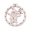 Undyed Wood Big Pendants, Flat Round with Father Christmas, BurlyWood, 68.5x64x2.5mm, Hole: 2.5mm