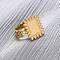 304 Stainless Steel Finger Rings, Ion Plating(IP), Rectangle, Real 18K Gold Plated, Rectangle: 15.5x13mm, US Size 7 1/4(17.5mm)